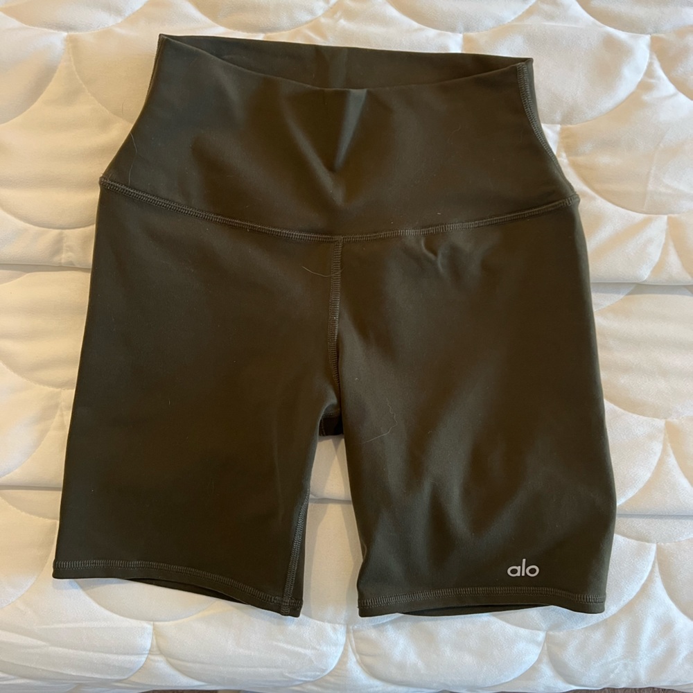 ALO Yoga Olive Green High-Waist Bike Shorts